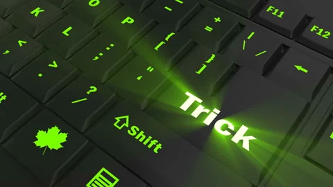 Pointing on green glowing Trick key Stock Footage 100637509