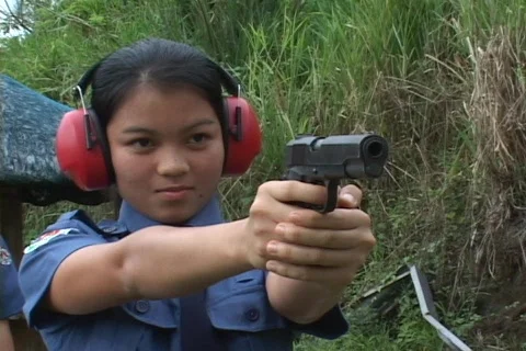 Pointing Gun Stock Footage 146826