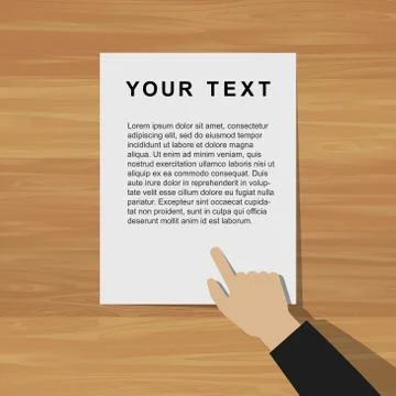 Pointing hand with document Stock Illustration