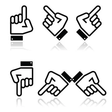 Pointing hand - up, down, across icon vector Stock Illustration