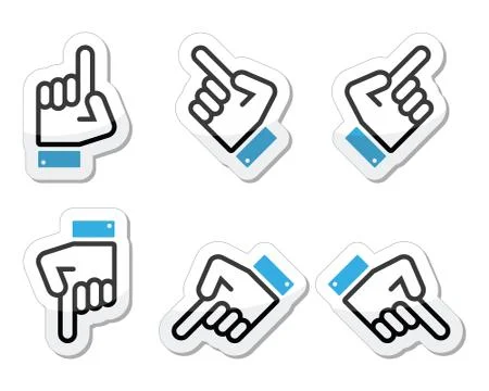 Pointing hand - up, down, across icon vector Stock Illustration