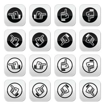 Pointing hand - up, down, across round icon vector Stock Illustration