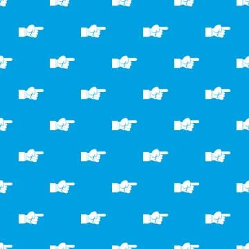 Pointing hand gesture pattern seamless blue Stock Illustration