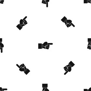 Pointing hand gesture pattern seamless black Illustrazione stock