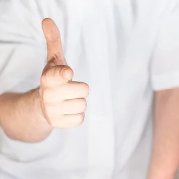 Pointing hand gesture Foto stock