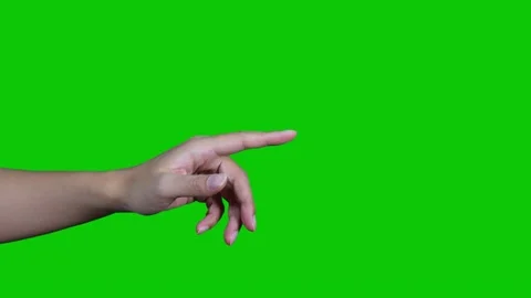 Pointing hand. Green background for chroma key composition. Video stock 143229244