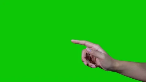 Pointing hand. Green background for chroma key composition. Video stock 143229272