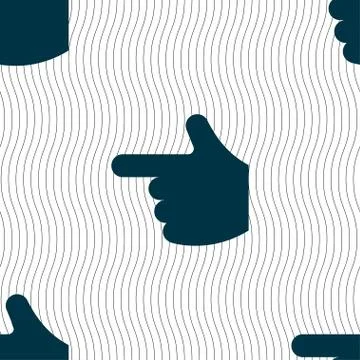 Pointing hand icon sign. Seamless pattern with geometric texture. Vector Stock Illustration