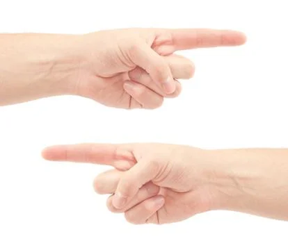 Pointing hand isolated on white background Stock Photos