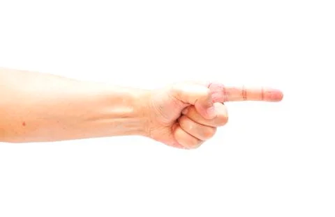 Pointing hand isolated on white background Foto stock
