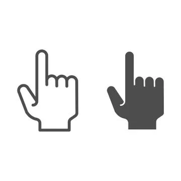 Pointing hand line and glyph icon. Pointing finger vector illustration isolated Ilustración de archivo