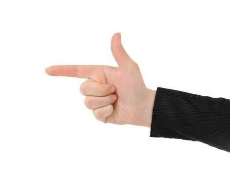 Pointing hand (or shooting) Pointing hand (or shooting) isolated on white ... Stock Photos