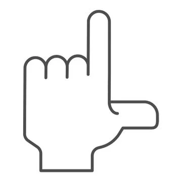 Pointing hand thin line icon. Index finger pointing up vector illustration Ilustración de archivo