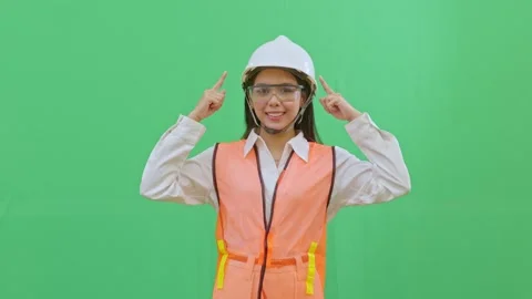 Pointing at Head to Use Safety Helmet PPE Enforcement Gesture Stock-Footage 331971124