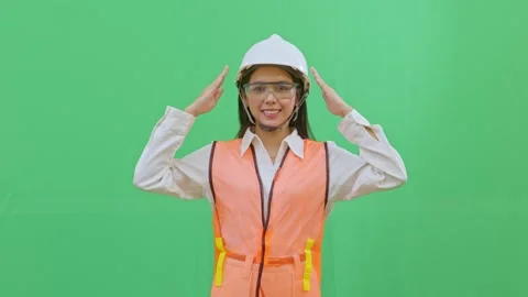 Pointing at Head to Use Safety Helmet PPE Enforcement Gesture Video stock 331971141