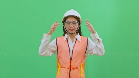 Pointing at Head to Use Safety Helmet PPE Enforcement Gesture Stock Footage 331971199