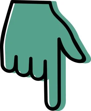 Pointing index finger down flat icon Stock Illustration