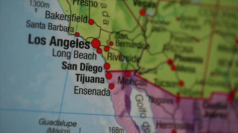 Pointing to LA on a map Stock Footage 45880099