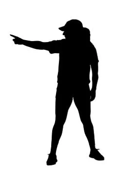 Pointing lady exerciser silhouette Stock Illustration