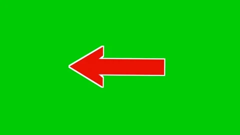 Pointing left arrow red color animation motion graphics on green screen Stock Footage 332136584