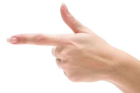 Pointing Left Isolated on a White Background Foto stock