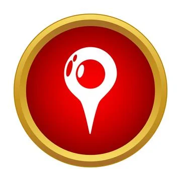 Pointing location icon on red gold button Stock Illustration