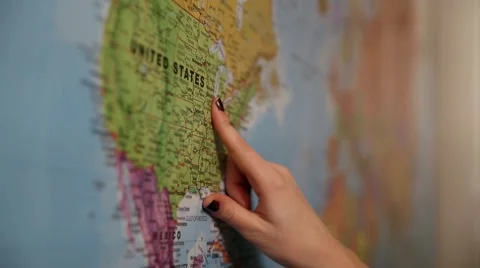 Pointing on a map of the USA Stock Footage 45880545