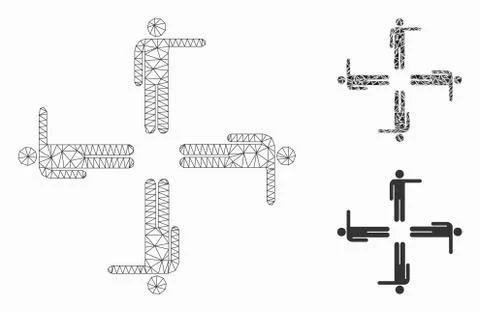 Pointing Men Vector Mesh Carcass Model and Triangle Mosaic Icon Stock Illustration