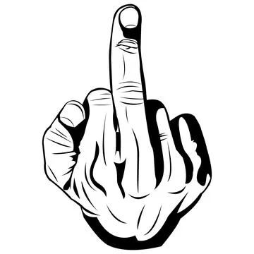 Pointing Middle Finger Simple Black and White Illustration Stock Illustration