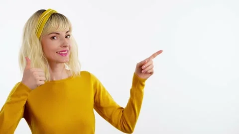 Pointing at mockup promotion or text Stock Footage 236652962