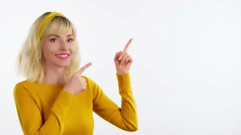 Pointing at mockup promotion or text Stock Footage 236652966