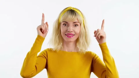 Pointing at mockup promotion or text Stock Footage 236653045