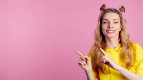 Pointing at mockup promotion or text Stock Footage 237956716