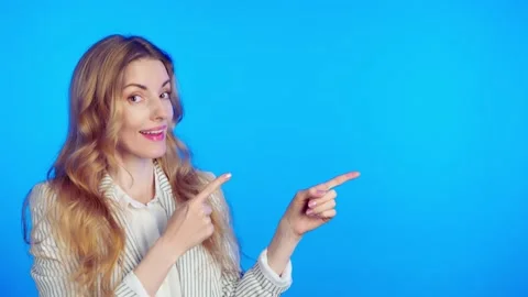 Pointing at mockup promotion or text Stock Footage 239554767