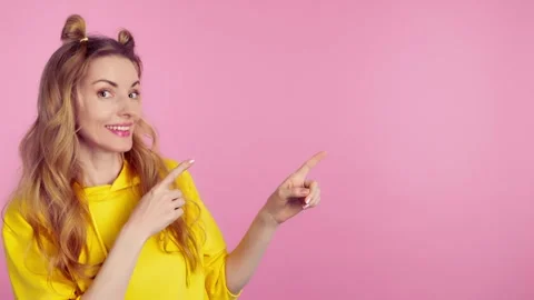 Pointing at mockup promotion or text Vídeo Stock 240917787