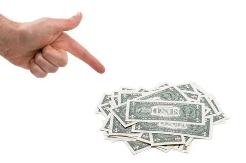 Pointing at money Stock Photos