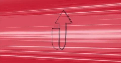 Pointing outlined U-shaped arrow moving upward in abstract design, with dynamic Stock Illustration