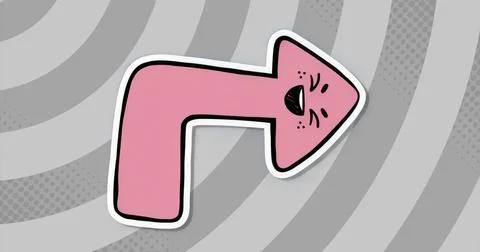 Pointing pink arrow showing surprised expression against grey concentric 스톡 일러스트