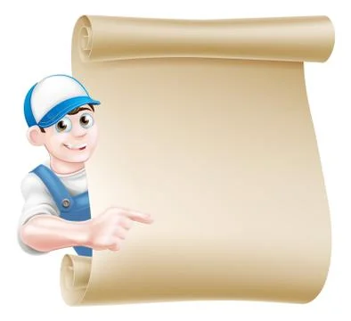 Pointing plumber scroll Illustrazione stock