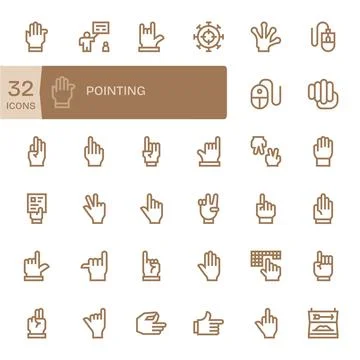 Pointing Premium Vector Bundle with 32 Retina Ready Display Perfect Bold Li.. Stock Illustration