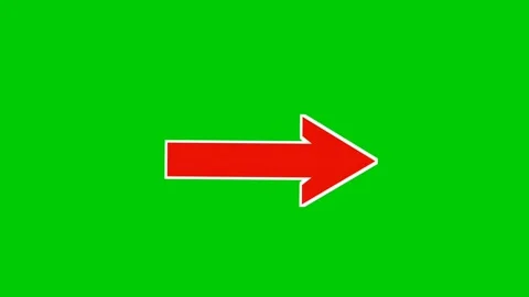 Pointing right arrow red color animation motion graphics on green screen Stock Footage 332136369