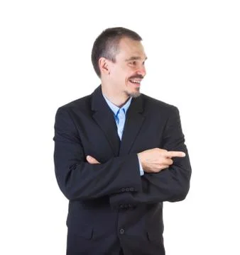 Pointing to the side. Stock Photos