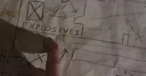 Pointing at War Map Battle Plans Stock Footage 132295640