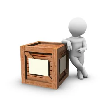 Pointing at wooden crate Stock Illustration