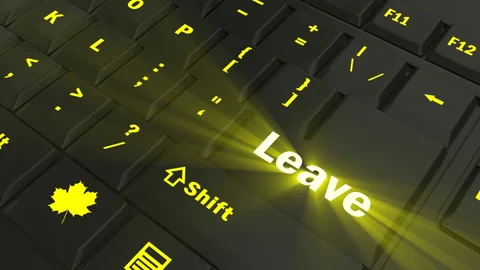 Pointing on yellow glowing Leave key Stock Footage 100636295