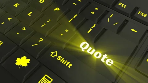 Pointing on yellow glowing Quote key Video stock 100608864