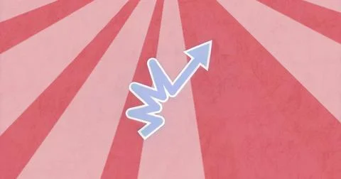 Pointing zigzag arrow drawing attention in digital illustration, with pink red Stock Illustration