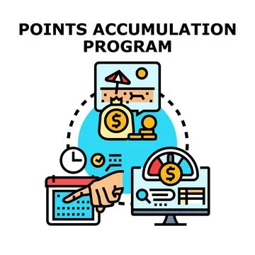 Points accumulation program earning rewards Stock Illustration