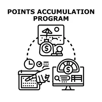 Points accumulation program earning rewards Stock Illustration