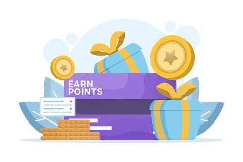 Points earning concept. Rewards. Loyalty programs and earning rewards. 库存插图